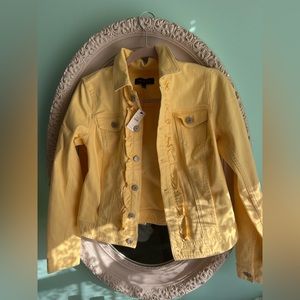 NWT Talbots butter yellow ruffle denim jacket